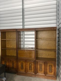 Wooden Bookcase Wall Unit with China Cabinet