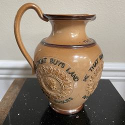 Antique Victorian Lambeth Doulton  English Stoneware Motto Jug 7”