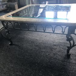 Glass Coffee Table With Marble 