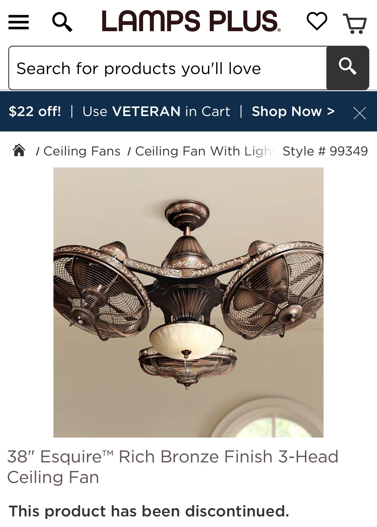 38” Ceiling Fans with Light