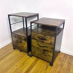 FREE 🎁 with purchase- Like New filing cabinet set of 2, Rustic Brown