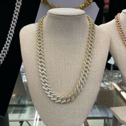 Iced Out Cuban Link Chain Gold Plated CZ Stones