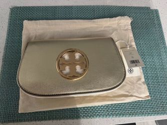 Tory Burch Gold Reva Metallic Clutch