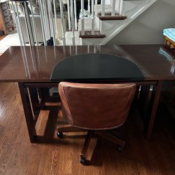 Dark Wood Desk With Chair 