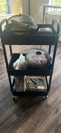 3-Tier Rolling Utility Cart – Metal Storage Organizer with Wheels – Black