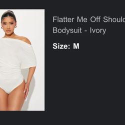 Fashion Nova Off Shoulder Bodysuit – Ivory (NWT) Size M