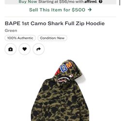 Worn twice Great condition bape jacket 