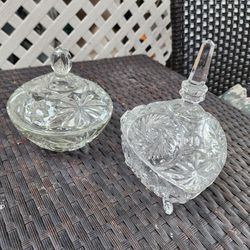 Crystal Candy Bowls Dishes w/lids $5 Each