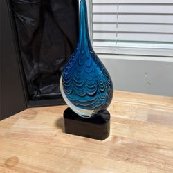 Glass Art Blue Raindrop 