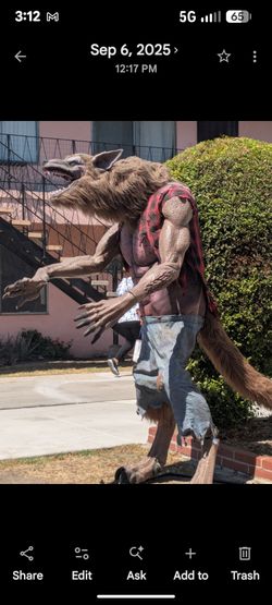 Halloween  12 feet tall ,giant size animated wolf with LCD Life eyes