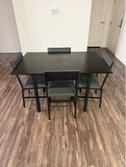 Black Foldable Dining Table with Chairs