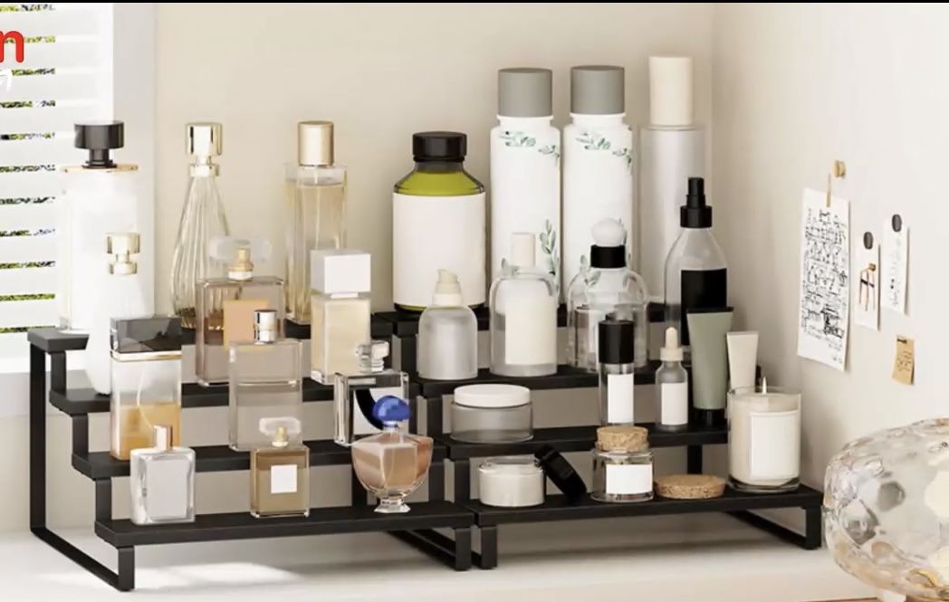 4 Tier Spice Rack, Set of 2 Wooden Spice Rack for Countertop,