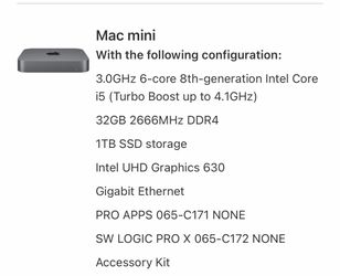 Apple Mac Mini Intel Core i5 32GB 1TB