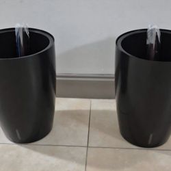 *** REDUCED ***  PAIR of 16" Black Self Watering Planters @ Lasting Creations