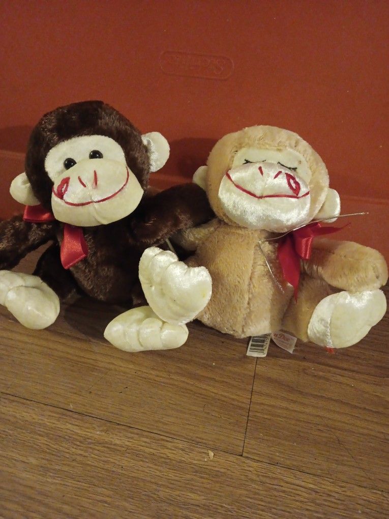 Valentine Monkey Plush Pair