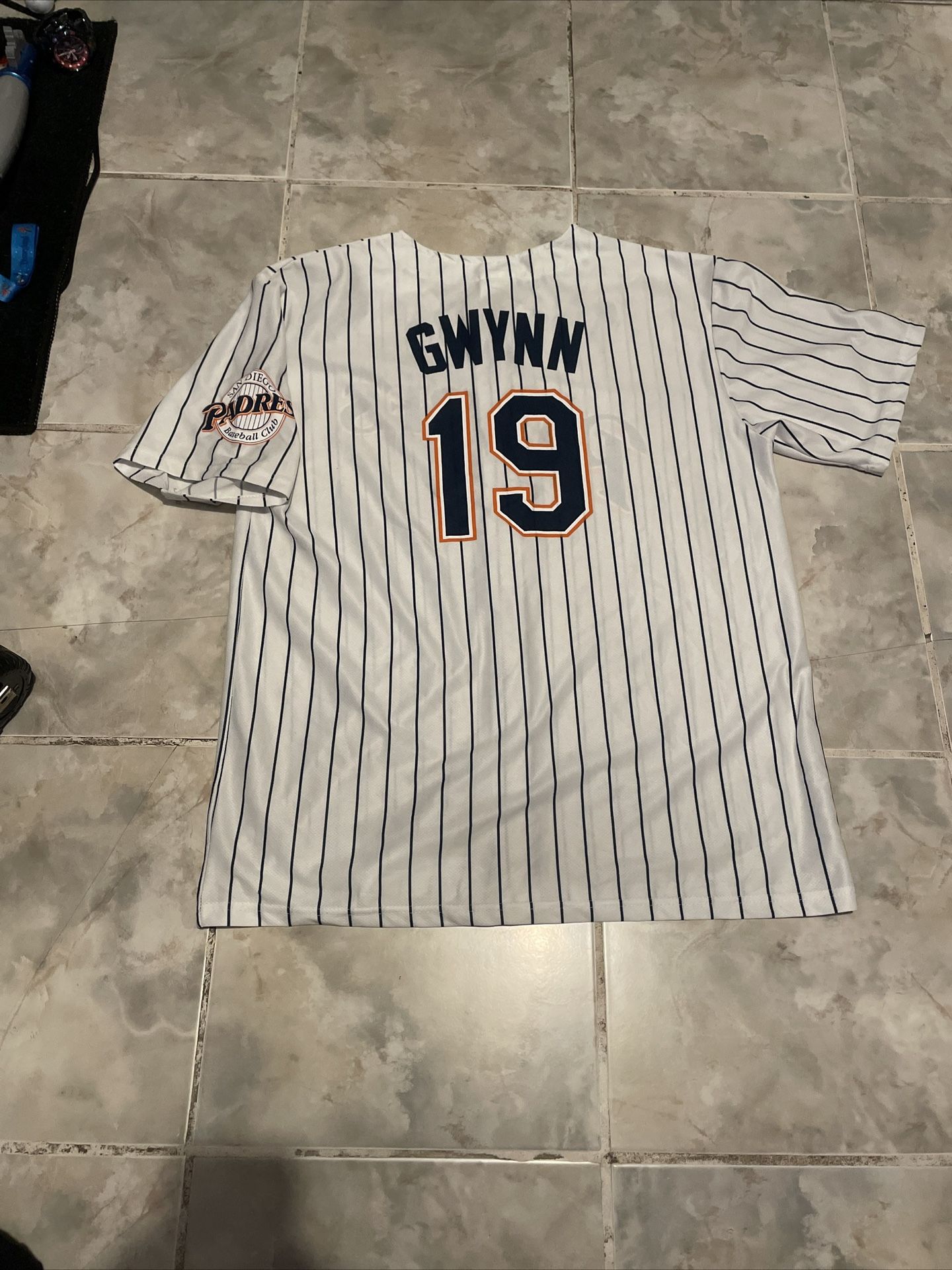 Padres San Diego Tony Gwynn 19 Pinstriped SGA Adult Jersey SZ X-Large