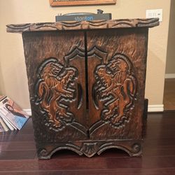 Hand-Carved Solid Wood Rustic Cabinet / Media Console / Accent Cabinet