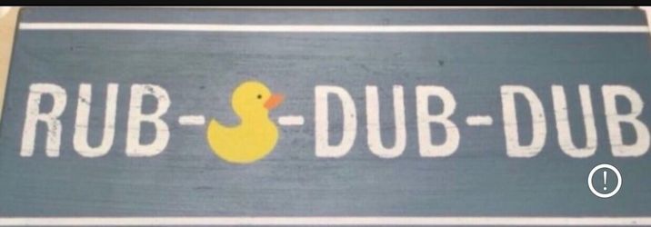 New Rub A Dub, Dub Wooden Hanging Display  just about 20 1/2 inches wide by a smidge over 8 inches