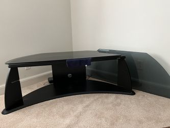 Large TV Stand W 2glass Shelves And Glass Top