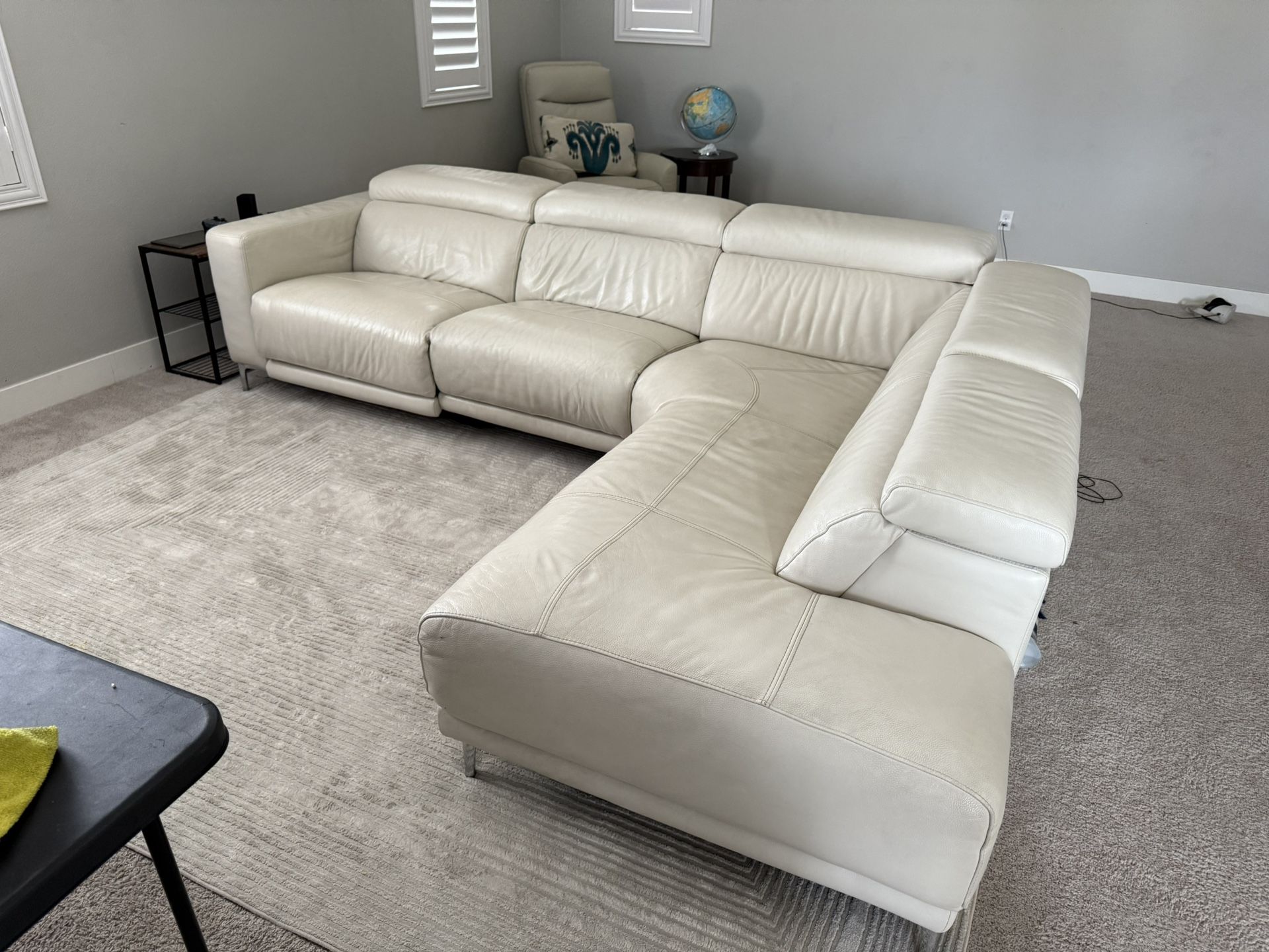 White/cream leather sectional