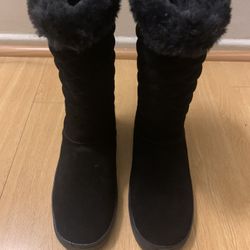 Style & Co. Genuine Black Suede Calf Length Boots Size 6