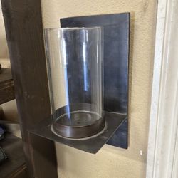 LIKE NEW Steel Candle Holders With Glass Covers