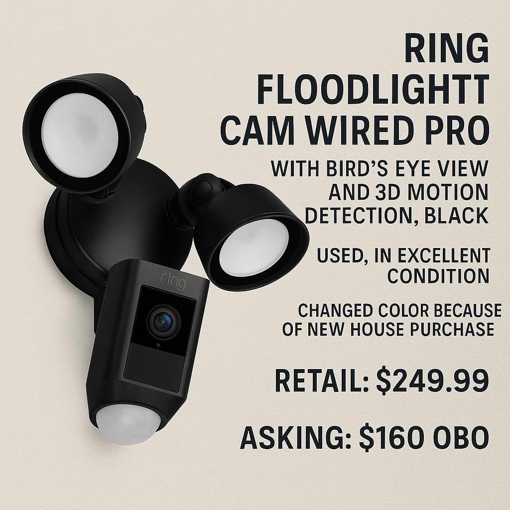 Ring Floodlight Cam Wired Pro - Latest Model With 3D Motion Detection & Bird's Eye View