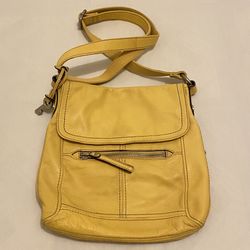 Fossil Hanover Yellow Leather Crossbody Messenger Shoulder Bag 11 x 10”