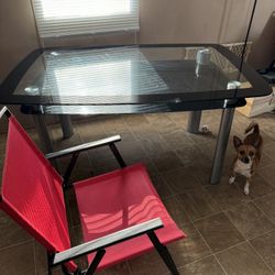 Glass And Metal Table