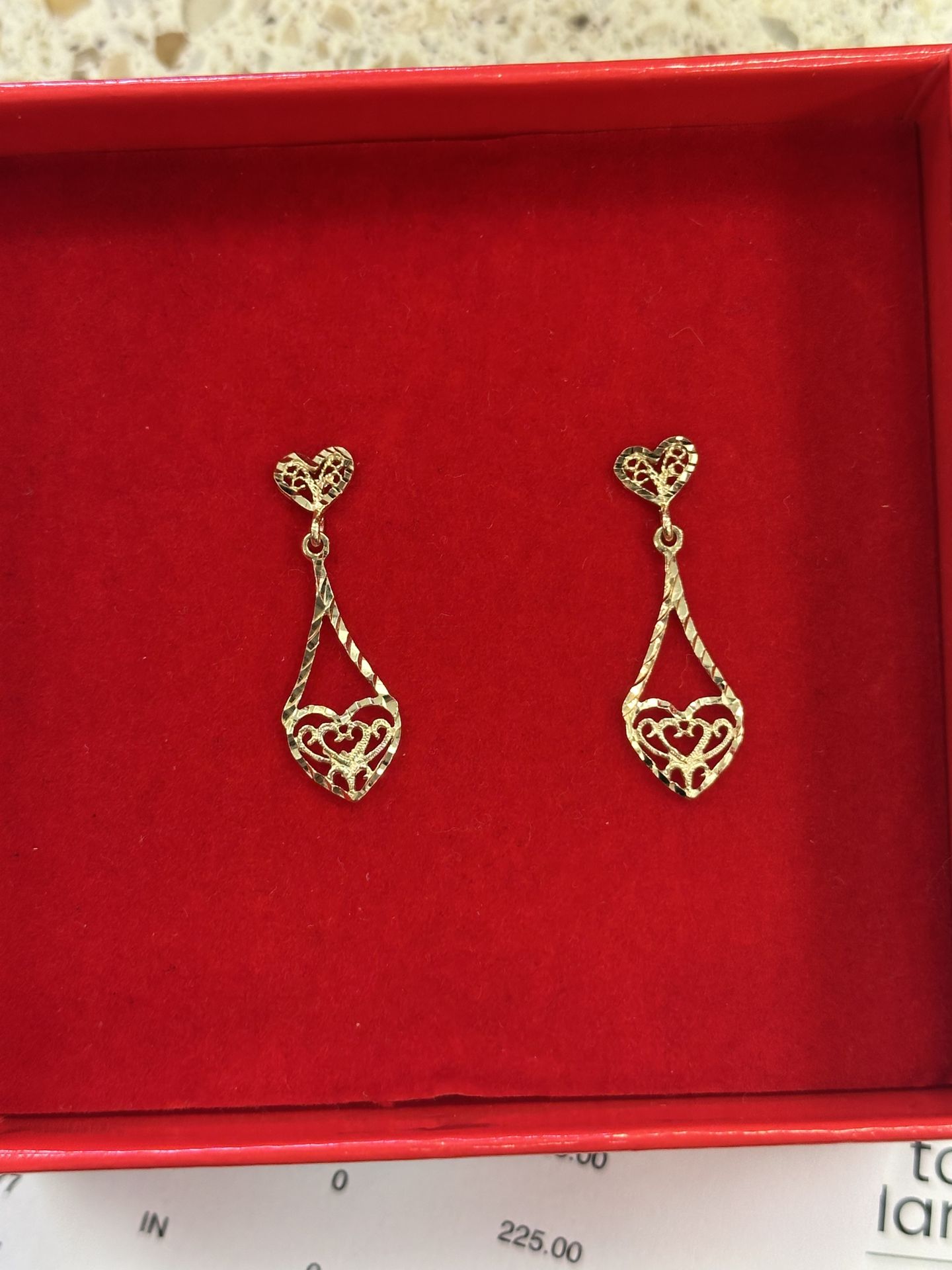 Heart Shaped Filigree Earrings | 14K | 1.2G