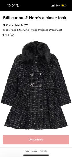 Girls Tweed Princess Dress Coat