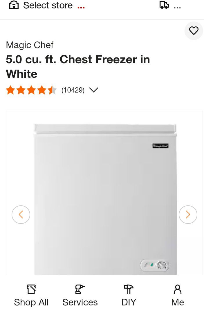New 5 cu. ft white. Chest Freezer 