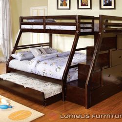 Complete Bunkbed W. 3 Orthopedic Mattresses Included 