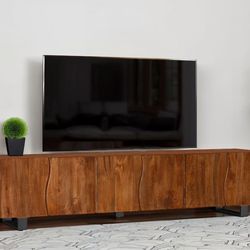 **Solid Mango Wood 86-Inch TV Stand With Six Door Design** Lowest Prices!