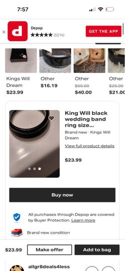 King Will Black Wedding Band Ring