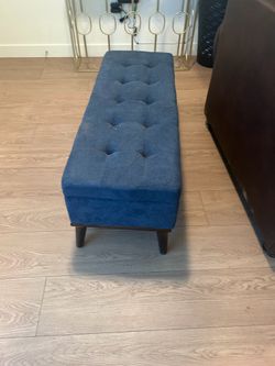 Blue ottoman storage bench