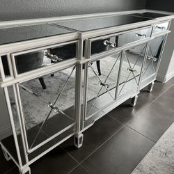 Briel 72” White Mirror Sideboard Glamorous Excellent Used! 