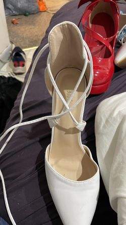 White Lace Up Heels