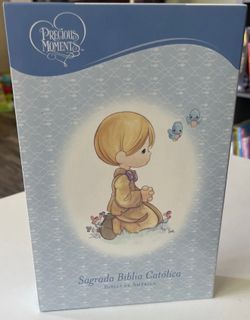 Biblia Católica Precious Moments Leathersoft Azul celeste (Español .. NEW