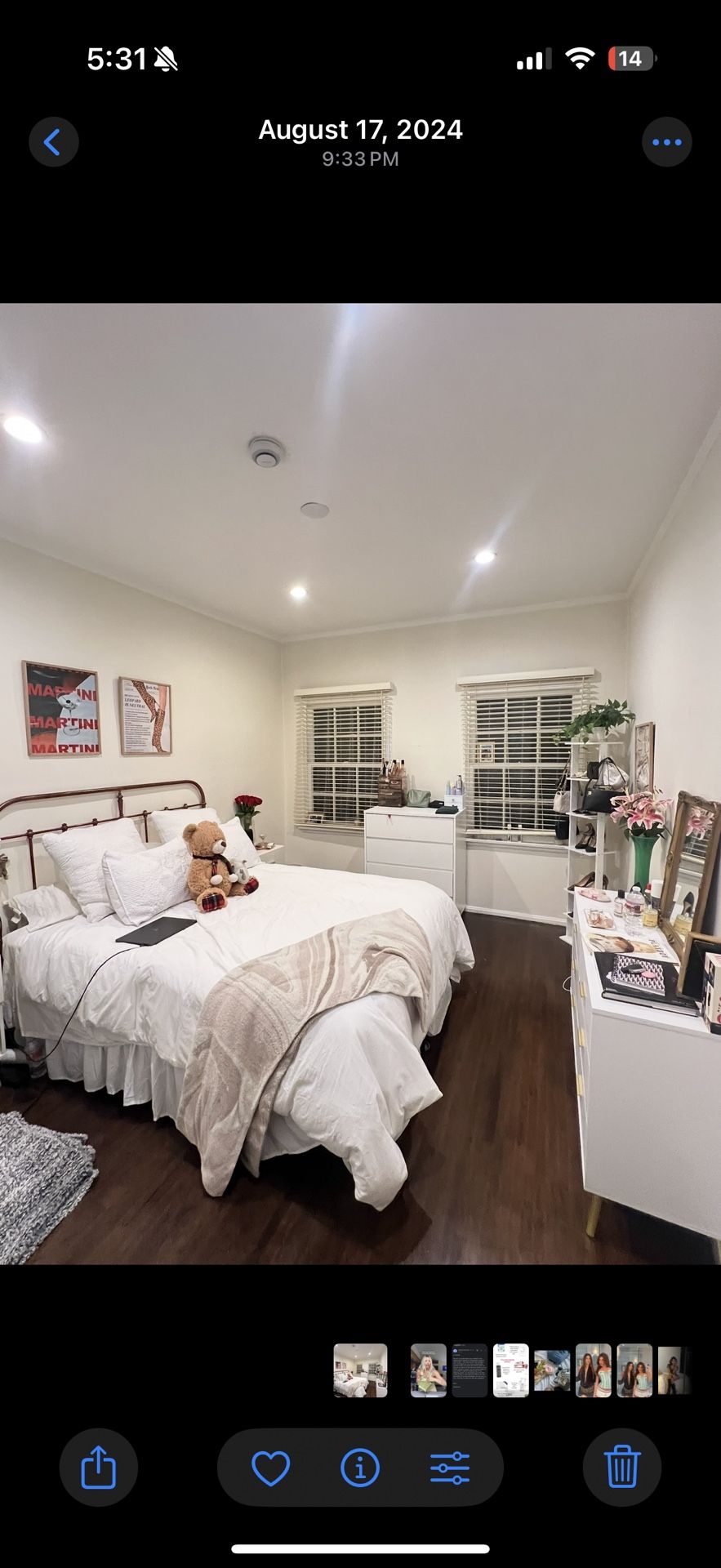 Vintage Red Bed Frame And Black Box Spring - Queen