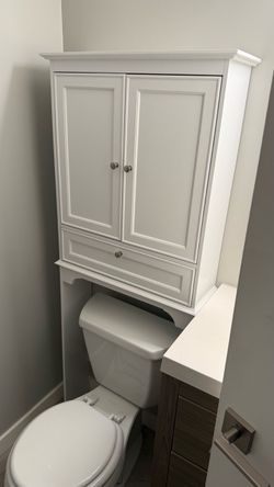 Spirich Bathroom Over the Toilet Storage Cabinet with Tilt-Out Cube, White