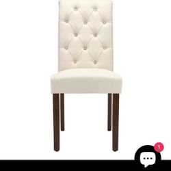 2 COLAMY Tufted Fabric Rolled Back Dining Chair
