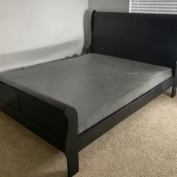 Queen Size Bed Frame, Headboard & Box Spring Dresser with mirror Great Condition