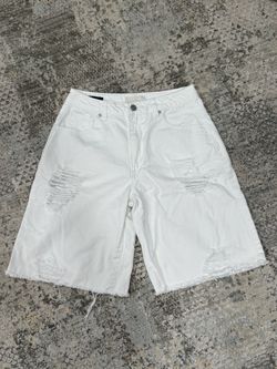 White Distressed Denim Shorts