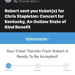 Chris Stapleton Two Tickets 205 Row 39 