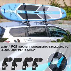 Leader Accessories Folding Kayak Rack 4 PCS/Set J Bar Car Roof Rack for Canoe Surf Board SUP On Roof Top Mount on SUV, Car and Truck Crossbar with 4 p