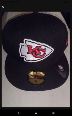 2 Kansas City Chiefs Hats For Sale The Black One Is A Size 8 Fitted Hat And The Camo One Is A Snapback Hat