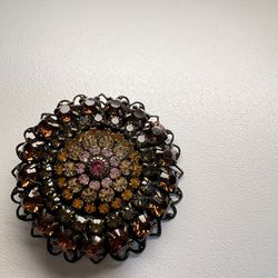 Liz Palacios  Swarovski Crystal Filigree Mandala Pin Brooch - 2 inch