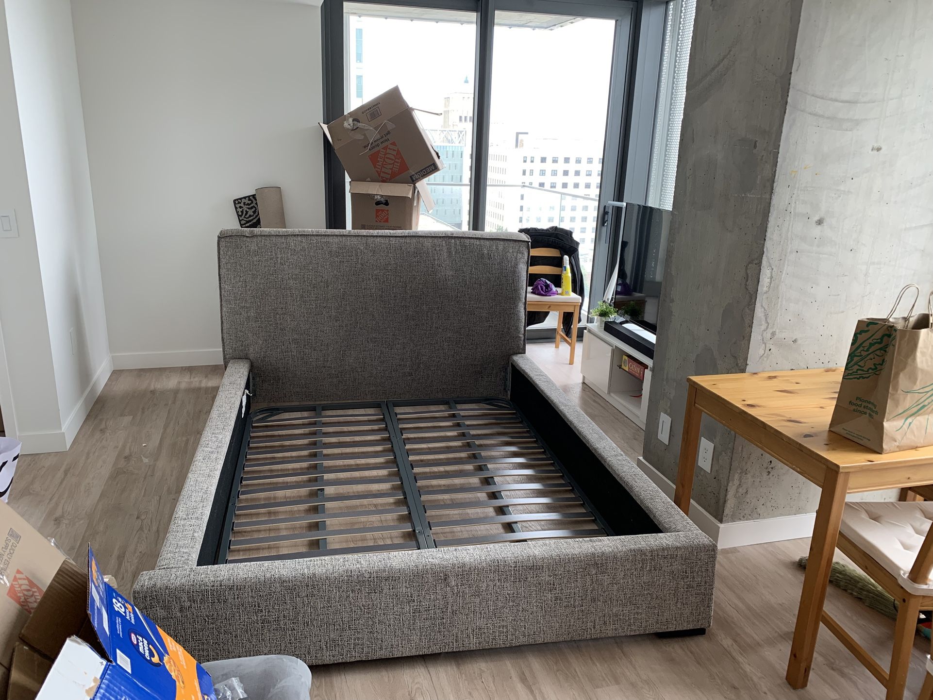 Upholstered Mod Ash Queen Bed frame