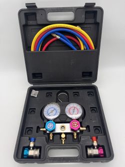 Pittsburgh Automotive R-134a Manifold Gauge Set HVAC AC Tool w/ Hoses Case Used